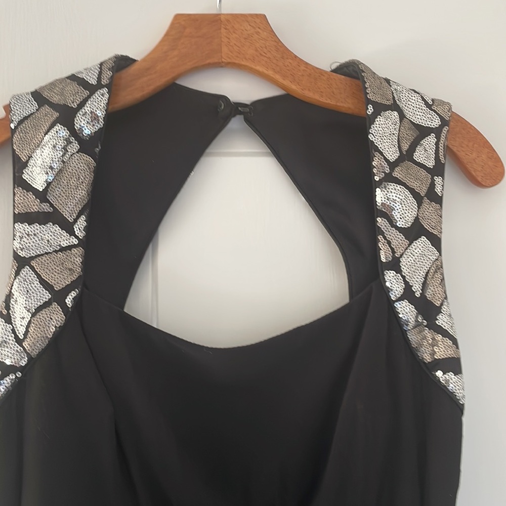 Cache Black And Silver Sequence Evening Gown Ruch… - image 3